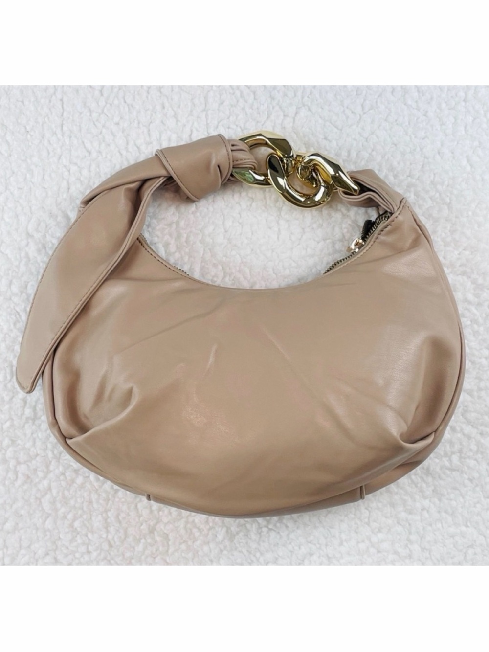 (NWT) COLLECTION 18 • Taupe/Gold Vegan Leather Chunky Chain Link Shoulder Bag